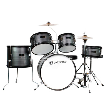 Bateria Extreme Junior Gris Rayado 5 Pzas. Aro Negro, Exbt047
